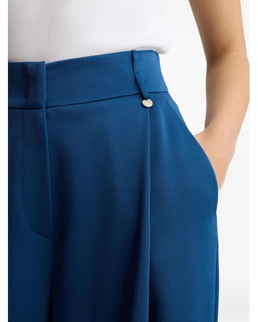 Liu Jo Blue Wide-Leg Flared Pants With A Pressed Crease