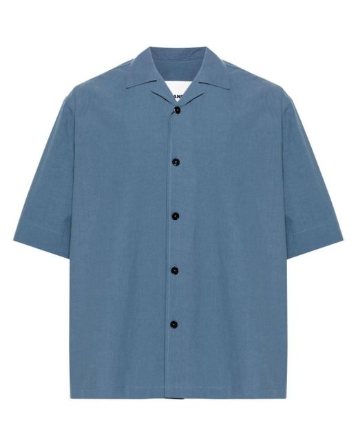Jil Sander Blue Camp-collar Cotton Shirt for men
