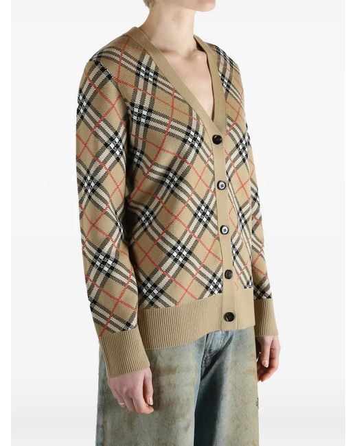 Burberry Natural Check-Pattern Cardigan