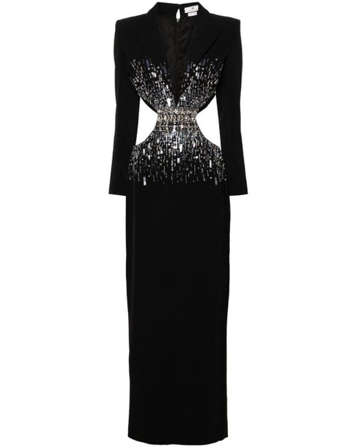 Elisabetta Franchi Black Crystal-embellished Cut-out Maxi Dress