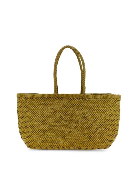 Dragon Diffusion Green Big Bamboo Triple Jump Woven Leather Tote Bag
