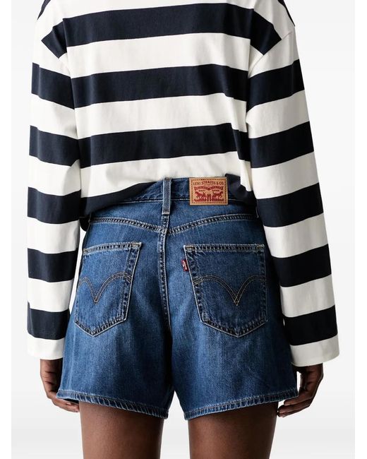 Levi's Blue Cinch Logo-Patch Denim Shorts