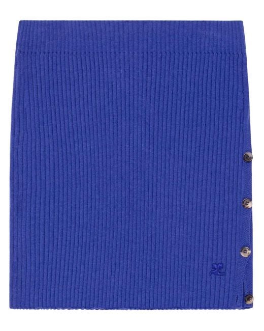 Courreges Women's Blue Ribbed Mini Skirt