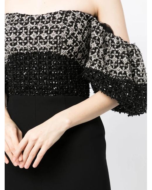 Saiid Kobeisy Black Off-Shoulder Beaded Dress