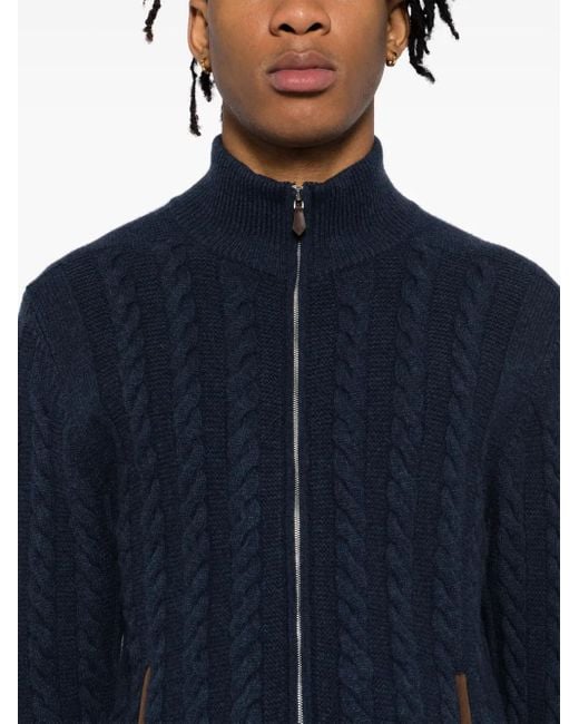 N.Peal Cashmere Blue Richmond Cable Sweater for men