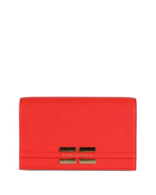 Elisabetta Franchi Red Logo-Plaque Chain-Strap Cross Body Bag