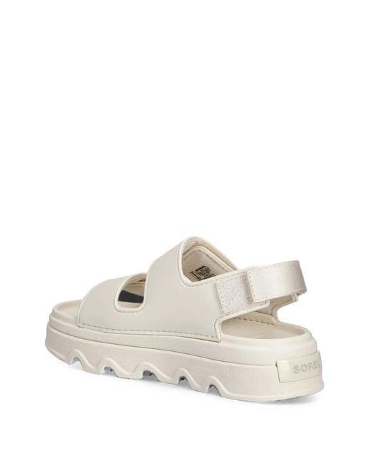 Sorel White Touch-Strap Platform Sandals