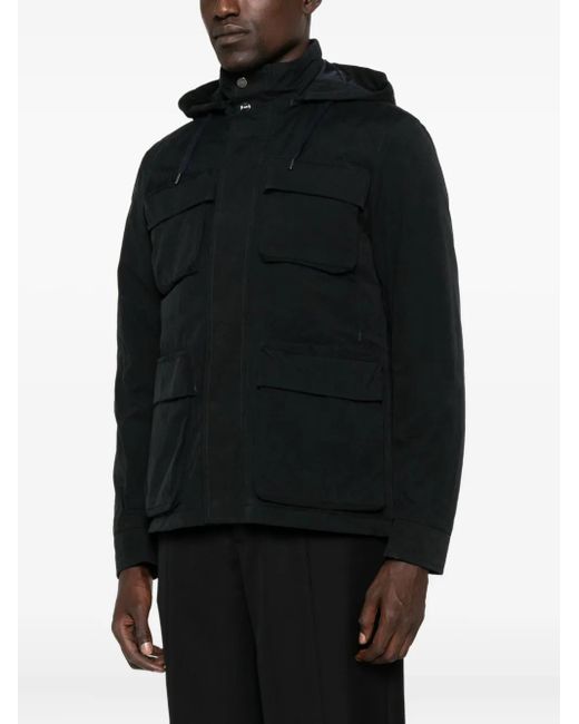 Herno Black Hooded Pocket Jacket for men