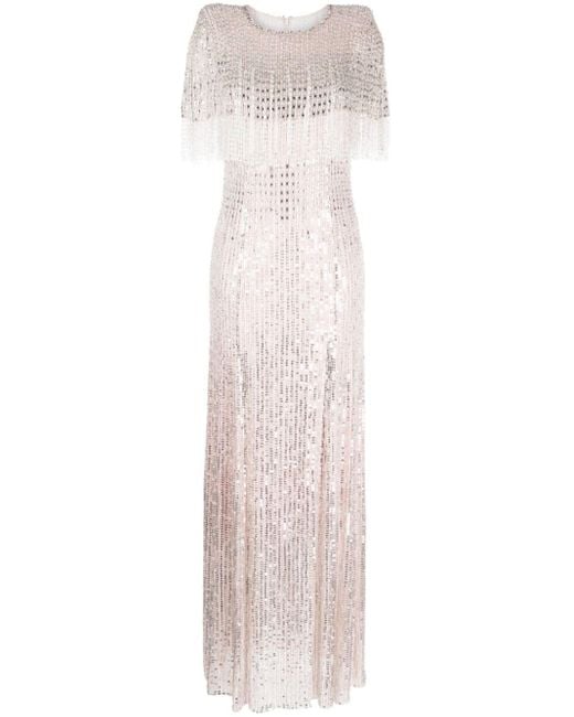 Jenny Packham White Lyla Crystal-embellished Dress