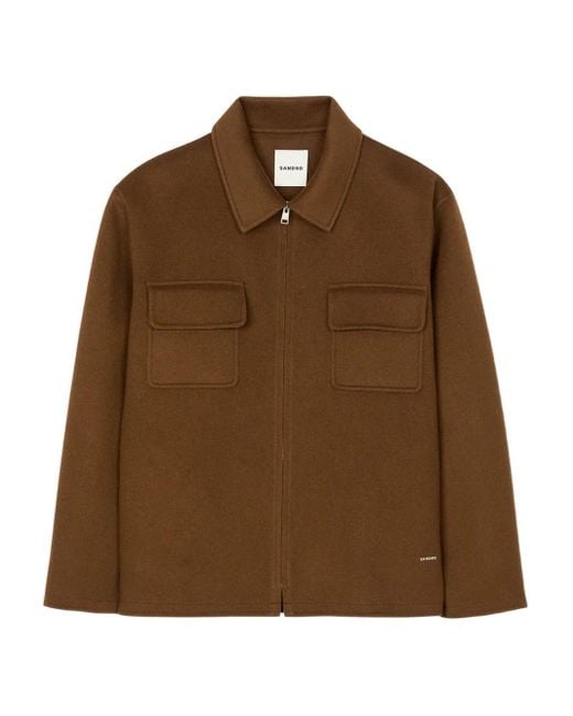 Giacca Con Tasca Applicata E Logo di Sandro in Brown da Uomo