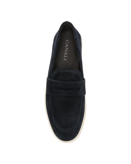 Canali Blue Penny-Strap Loafers for men