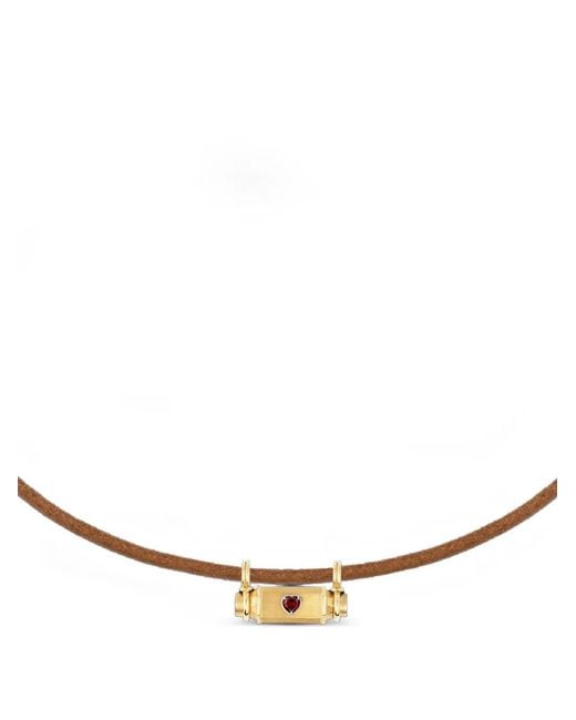 Marie Lichtenberg Metallic Heart Smash Garnet Locket Necklace