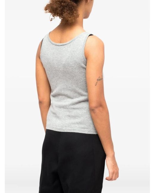 LA ROSE White Mélange-Effect Tank Top