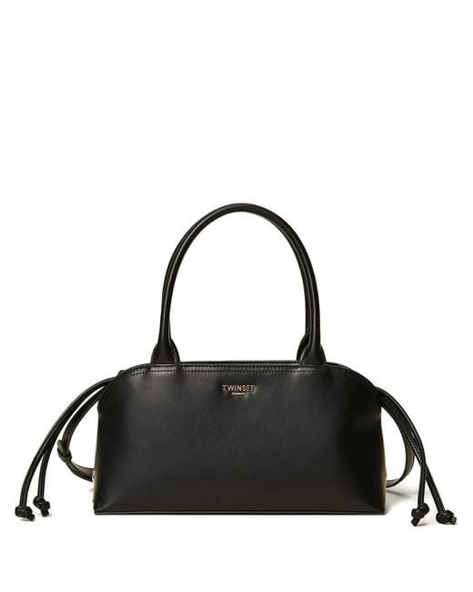 Twinset Black Logo-Plaque Tote Bag