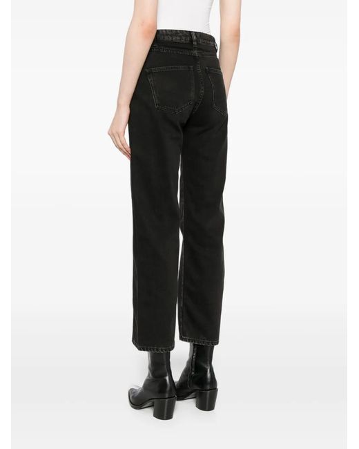 IRO Black High-Rise Straight-Leg Jeans