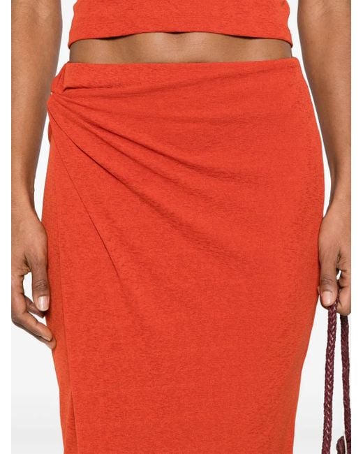 Jupe Mi-Longue À Design Drapé Nanushka en coloris Red