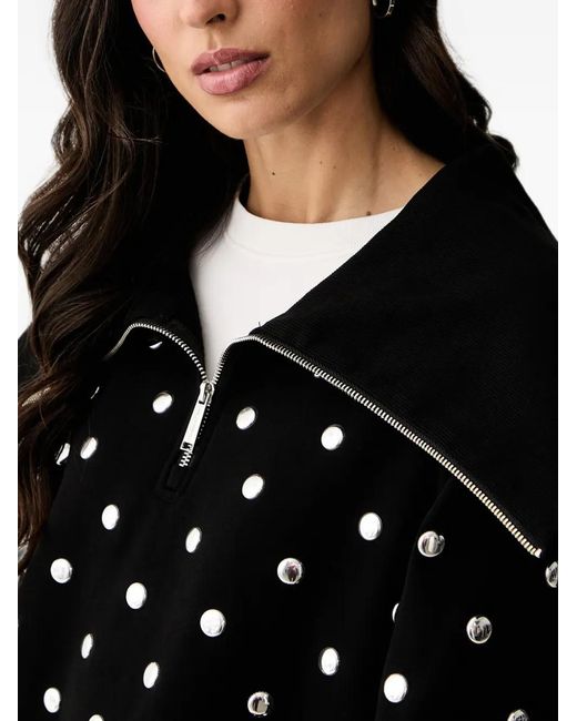 Karl Lagerfeld Black Stud-Embellished Sailor-Collar Sweatshirt