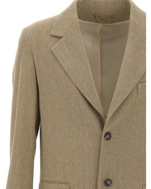 Golden Goose Deluxe Brand Green Herringbone Notched-Lapel Blazer for men