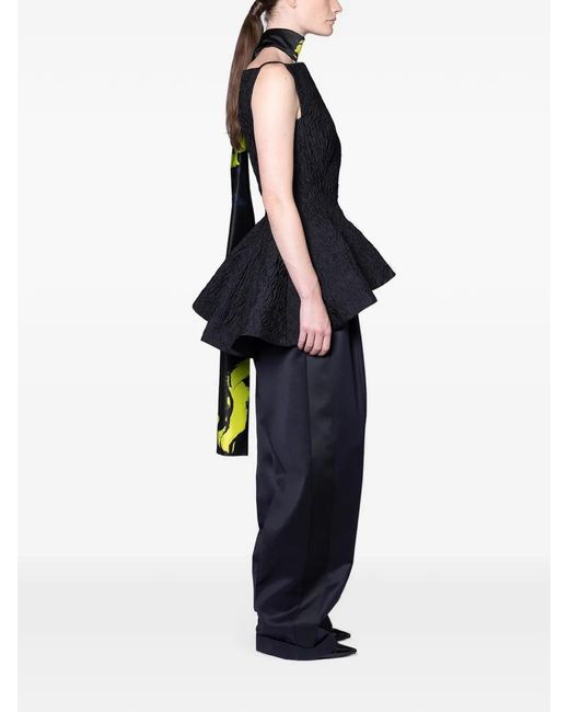 Roksanda Black Axo Cloqué Peplum Top