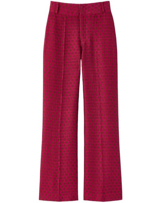 D'Estree Red Yoshismart Jacquard Cropped Trousers
