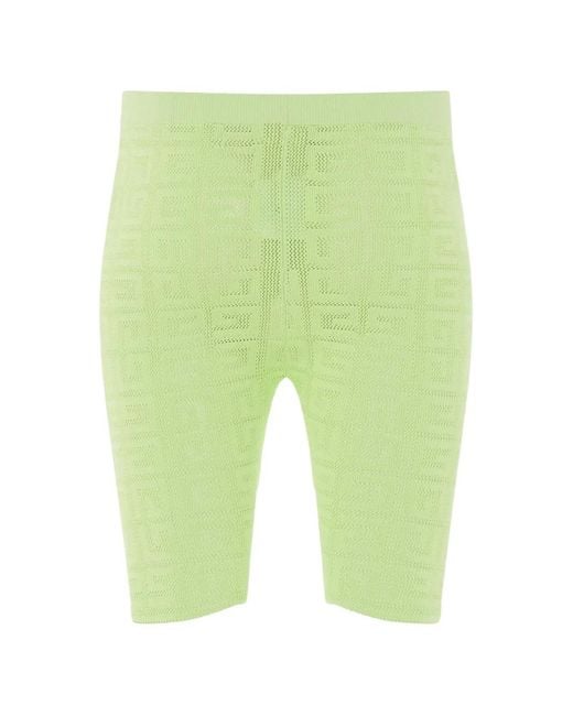 Givenchy Green 4G-Pattern Ribbed Shorts