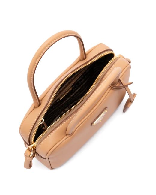 Prada Natural Sac Cabas Bauletto À Logo Triangle