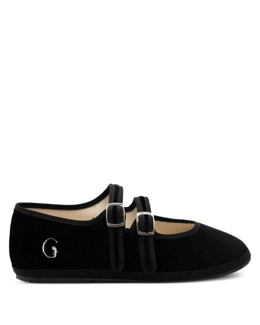 Gondolina Black Gondola Mary Jane Double-Lace Ballet Flats