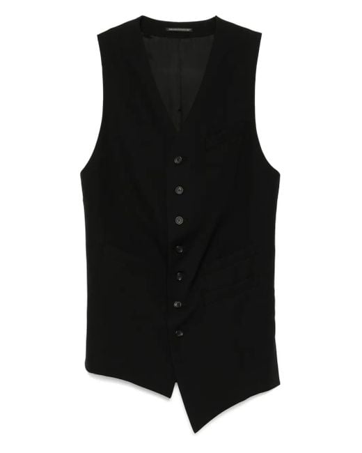 メンズ Yohji Yamamoto アシンメトリーベスト Black
