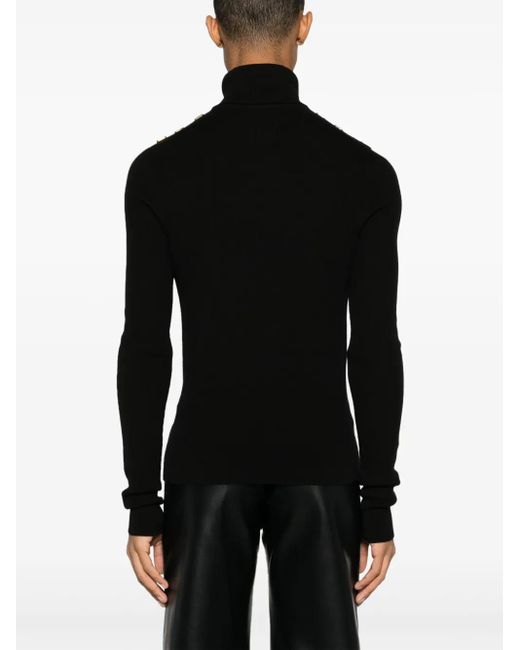 Balmain Black Sweater With Button Detail for men