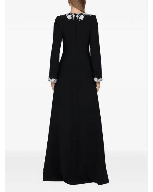 Dina Melwani Black Long-Sleeves Maxi Dress