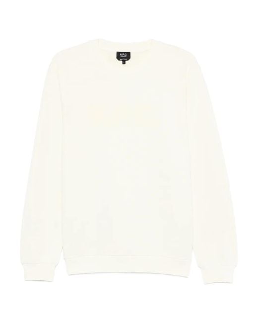 A.P.C. White Logo Crew-Neck Sweatshirt for men
