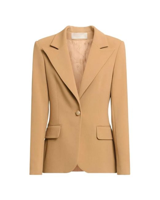 Elie Saab Natural Notched-Lapels Blazer