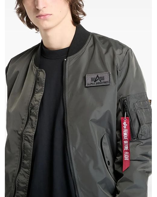 Alpha Industries Gray Zip-Up Bomber Jacket for men