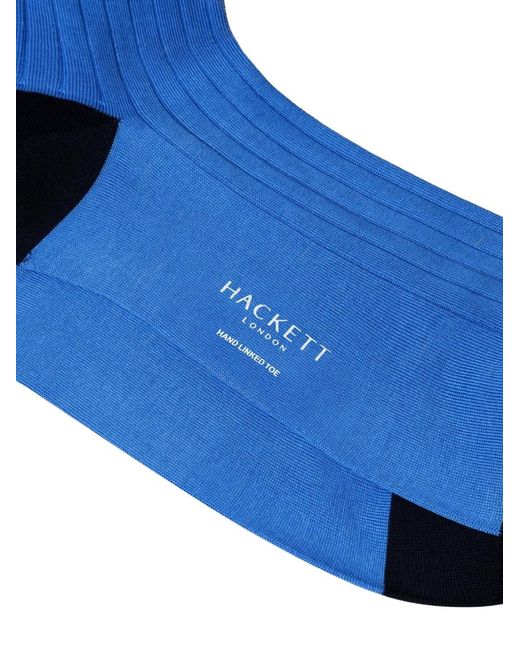 Hackett Blue Ribbed-Knit Socks for men