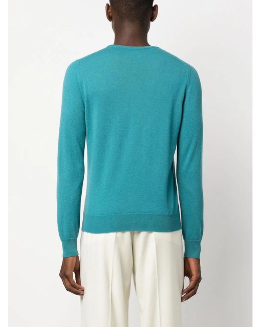 Malo Blue Ribbed Cashmere Jumper for men