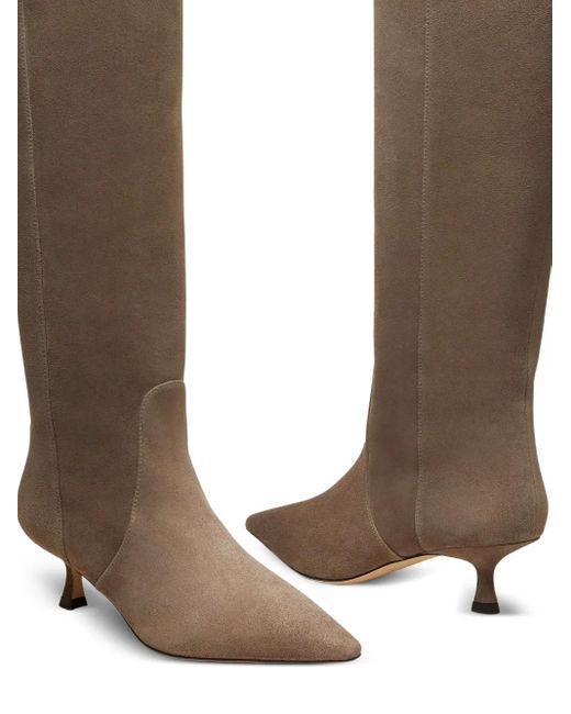 Stuart Weitzman Brown 50Mm Naomi Suede Pointed-Toe Knee-High Boots