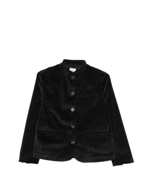 19.61 MILANO Black Velvet-Effect Mandarin-Collar Jacket