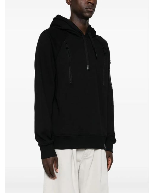 Versace Jeans Couture Black Logo-Patch Hoodie for men