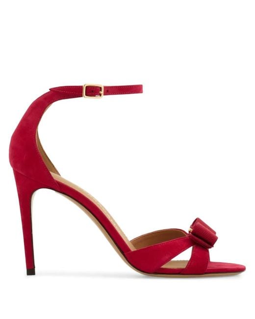 Ferragamo Red 90Mm Vara-Bow Sandals
