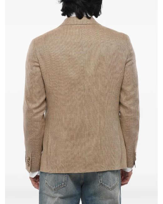 Corneliani Natural Single-Breasted Flap-Pocket Blazer for men
