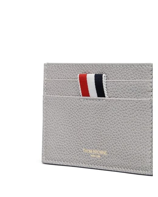 Thom Browne Gray Pebble Grain 4-Bar Single Card Holder