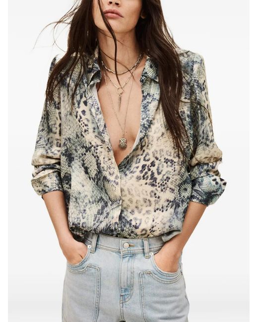 Ba&sh White Cornelia Animal-Print Shirt