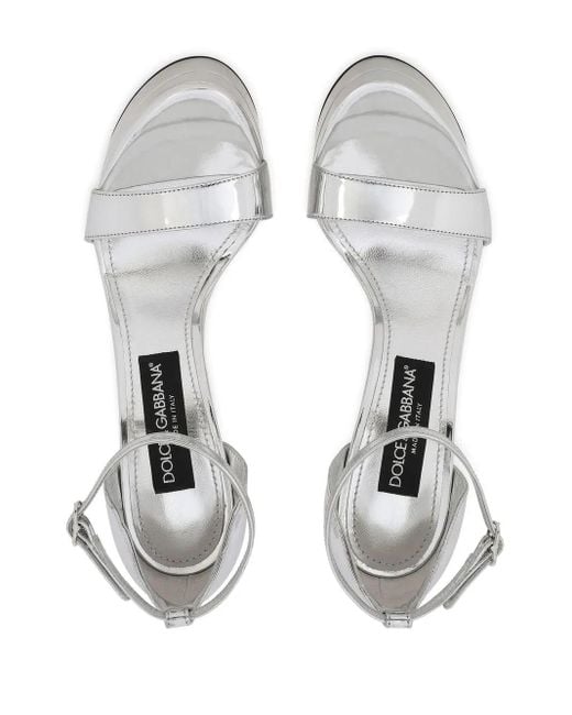 Dolce & Gabbana White Mirror-Effect Platform Sandals