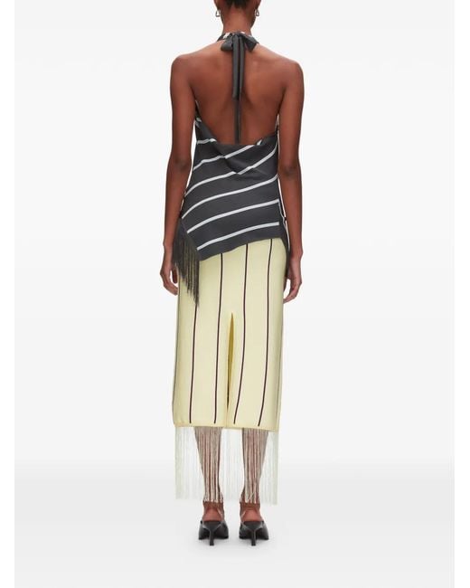 3.1 Phillip Lim Black Striped Fringe Top