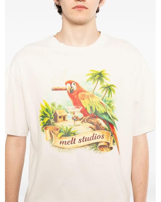 Melt White Crew Neck T-Shirt for men