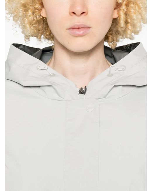 Herno White Zip-Up Hooded Coat