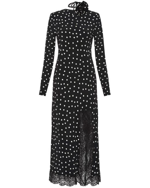 Rebecca Vallance Black Celyn Polka-Dot Midi Dress