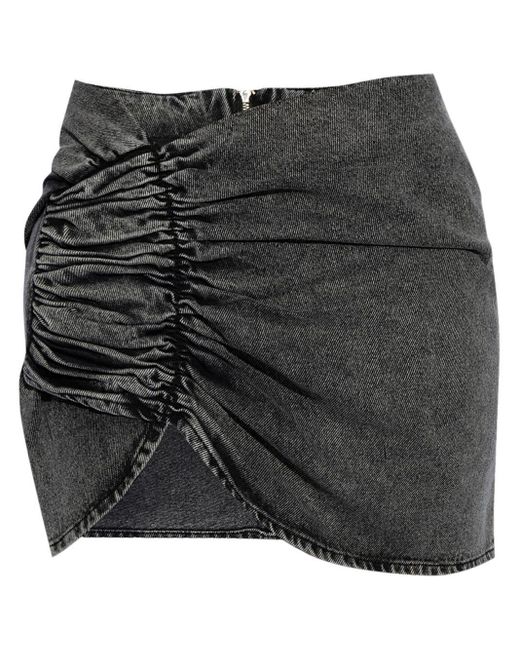 The Mannei Black Wishaw Ruched Denim Miniskirt