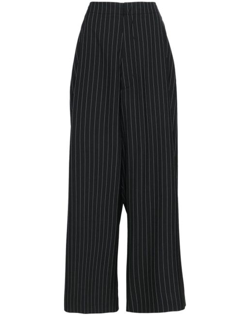 MM6 by Maison Martin Margiela Black Pinstriped Wide-leg Trousers