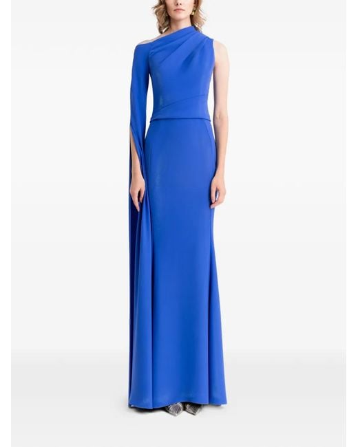 Gemy Maalouf Blue Floor-Length Sleeve Maxi Dress